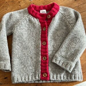 Kids 4T Babaa Wool Cardigan Pink & Grey
